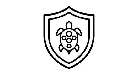 Obraz premium Turtle silhouette on a heraldic shield icon.