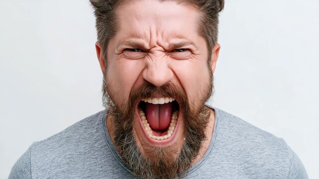 Man screaming face portrait