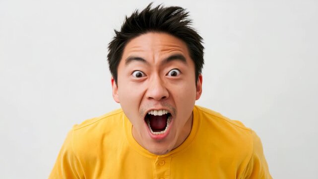 Man screaming face portrait
