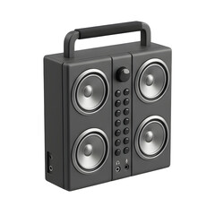 Fototapeta premium Black Vintage Radio Isolated on White
