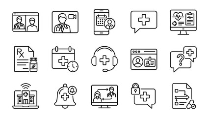 Fototapeta premium Medical consultation and healthcare icons set.