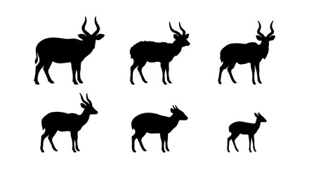 Antelope silhouette icon set, white background, vector Illustration © sarmin