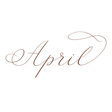 &ldquo;April&rdquo; in copperplate calligraphy with flourishing. Handwritten. Transparent background.