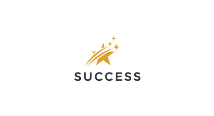 Fototapeta premium Success concept abstract star logo design with upward motion and golden gradient