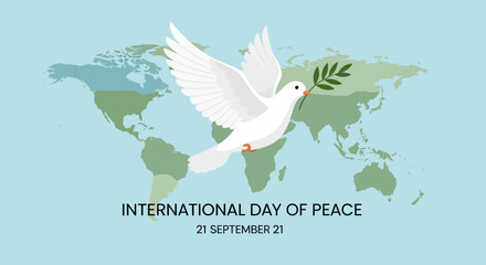 Fototapeta premium International Day of Peace Concept with White Dove and World Map