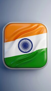 India flag square icon with Ashoka Chakra for Independence Day celebrations and national pride