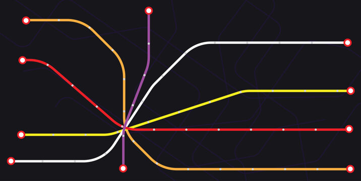 Metro Line or Subway colorful map design.