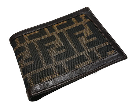 【FENDI】フェンディ_ズッカ柄_キャンバス二つ折り財布