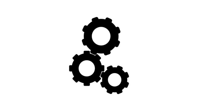 Animated Three Black Gears Rotating Minimalist Mechanical Business Process