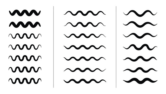 Collection of various wavy line patterns