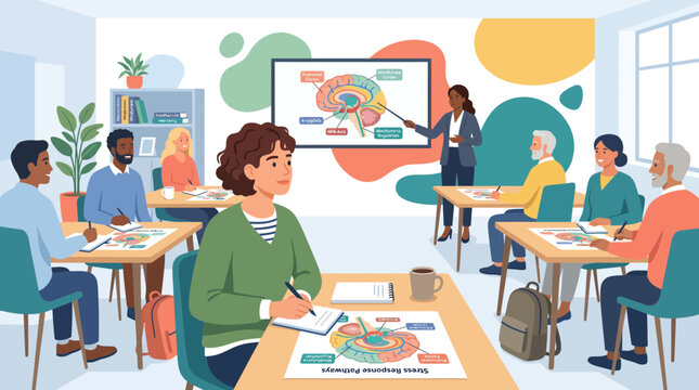 Diverse Group Learning Neuroscience and Stress Management in Workshop