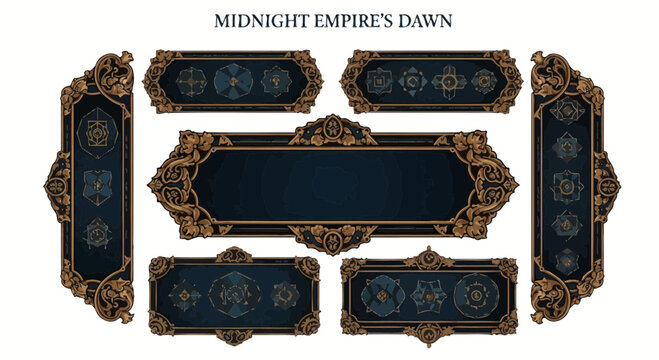 Dark Ornate Frames with Celestial Symbols - Elegant Design Elements