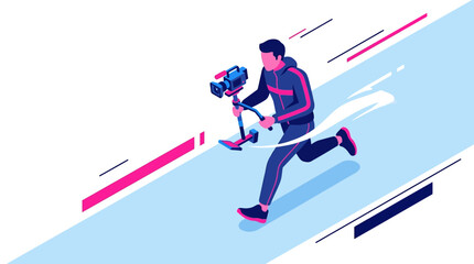 Fototapeta premium man running with camera motion graphic illustration design