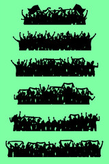 Fototapeta premium a set of soccer supporter silhouettes