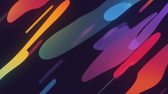 Vibrant Abstract Rainbow Streaks on Dark Background - Dynamic Colorful Motion Graphic