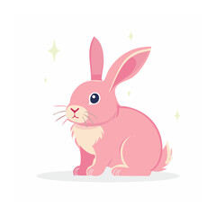Obraz premium Cute Pink Cartoon Rabbit Illustration