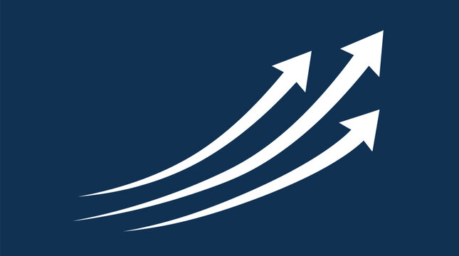 Arrows curved in an upward trajectory represent accelerating growth and momentum.