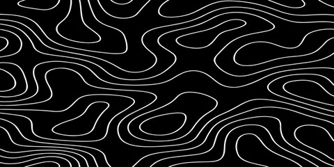 Fototapeta premium abstract white topographic contour lines vector illustration design technology seamless smooth dynamic motion pattern on black background
