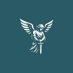 Obraz premium Victorious Angel With Sword Logo