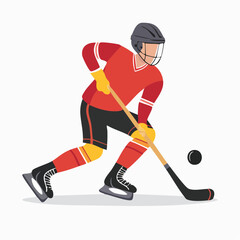 Obraz premium Ice Hockey Player Action Illustration