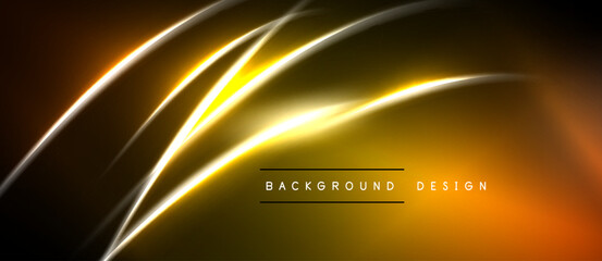 Obraz premium Abstract golden lines over dark background. Dynamic curves create modern visual effect. Brightness contrasts with shadows.