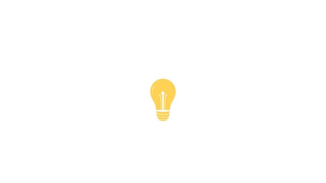 Single yellow light bulb icon isolated on white background concept of idea and innovation