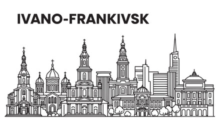 Obraz premium Cityscape Ivano Frankivsk Ukraine Vector Illustration