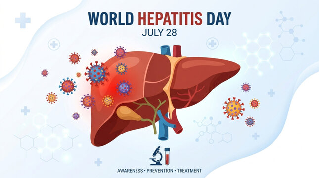 World Hepatitis Day Awareness Banner with Liver Illustration
