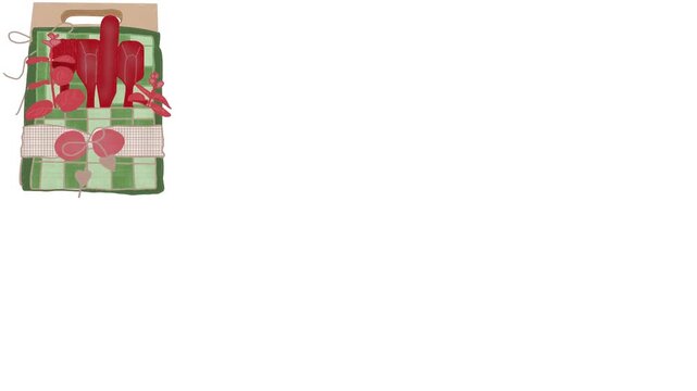 Animated watercolor gift hamper collection featuring decorative gift boxes with ribbons, bows, and festive packaging details. Perfect for holiday promotions, celebrations, greeting cards, retail brand