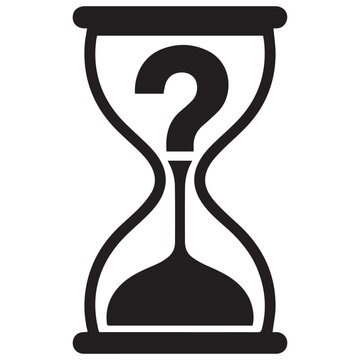 Hourglass with question mark symbol concept hourglass question uncertainty deadline illustration
