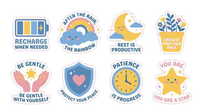 Positive Affirmation Stickers for Mental Health and Well being