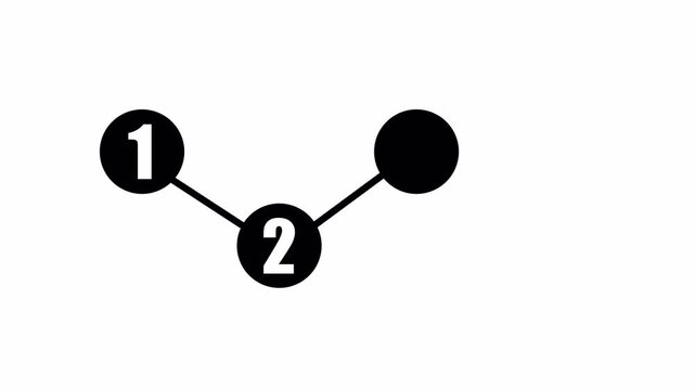 A black node connector with numbered 1 2 3 4 on white, useful for process maps, workflow stages, animated sequence diagrams, and planning visuals.