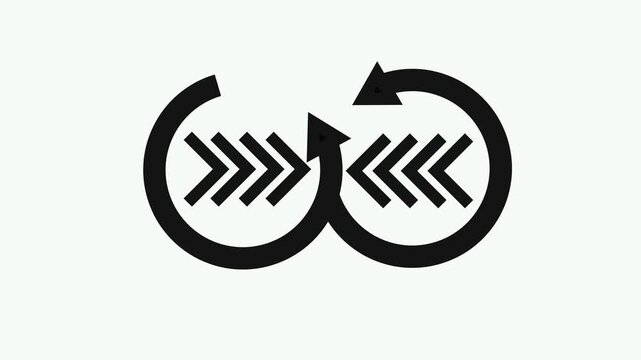 Animated infinity loop symbol with directional arrows, minimalist motion for business process and continuous improvement concepts 4k video.