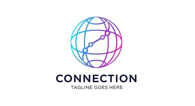 Global networking and data connection globe symbol with gradient lines connection internet communication technology business international corporate gradient information infrastructure