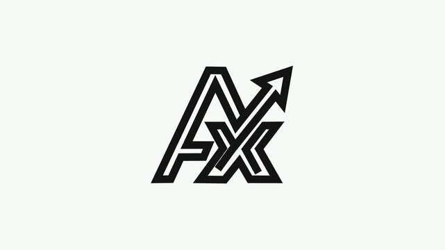 Minimalist ax letter animation with rising arrow for business growth and financial success branding ax letter mark 4k video.