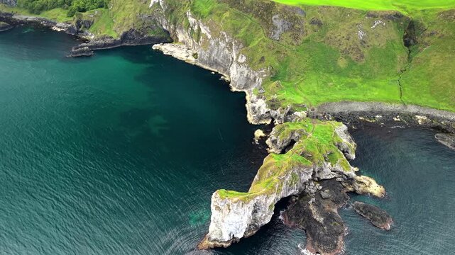 Aerial view of Headland , Antrim in Ulster, Northern Ireland