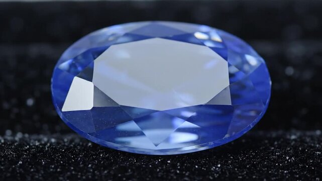 A dazzling blue sapphire gemstone with brilliant facets catching the light, representing luxury and preciousness.
