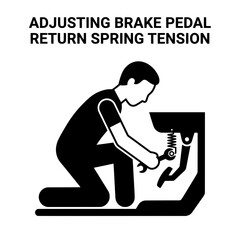 Naklejka premium Mechanic Adjusting Brake Pedal Return Spring Tension in Automotive Repair.