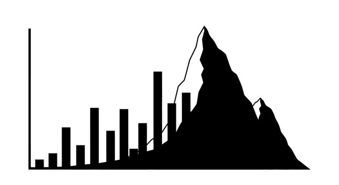 Black Silhouette of Mountain Landscape.