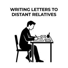 Fototapeta premium Person Writing Letter at Desk Silhouette Depicting Correspondence and Communication.