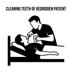Naklejka premium Caring for a Bedridden Patient Oral Hygiene and Assistance.
