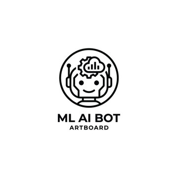 Ml ai bot logo with chart brain