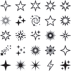Obraz premium Star shaped Silhouettes On White Background Vector Illustration Collection