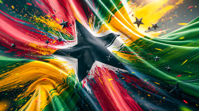 Freedom Day June 19 banner with Pan-African colors and national symbolism. Concept of emancipation, Black history, cultural heritage, equality and celebration.