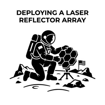 Astronaut Deploying Laser Reflector Array on Lunar Surface.