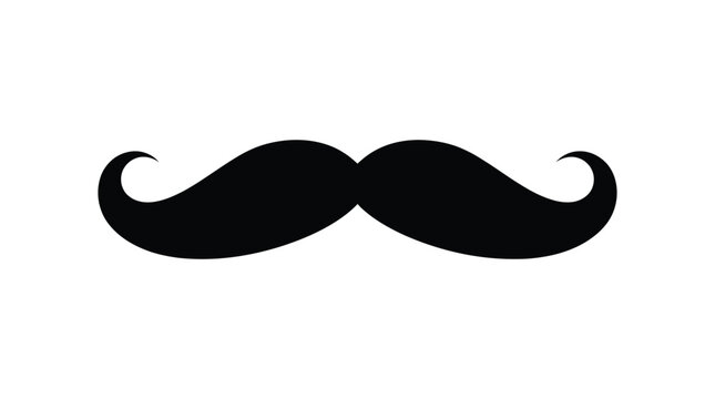 Black mustache silhouette on a white background