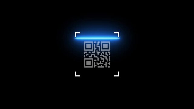 Glowing Scan icon showing scanner process. QR code being a scanning concept