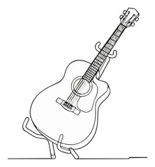 Naklejka premium Acoustic guitar on stand vector minimalist icon. Generative AI