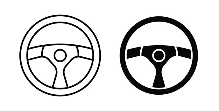 Steering wheel icon, outline style icon for web. vector graphics
