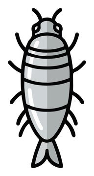 Silverfish insect top down view flat illustration. Generative AI